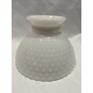 White Hobnail Milk Glass Hurricane Lamp Shade. 7.5" inside bottom 6" tall